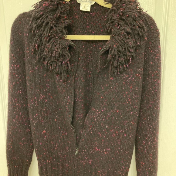 Oscar De La Renta Blackand Pink Cardigan Sweater